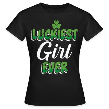 La Saint-Patrick dit la fille la plus chanceuse de tous les temps - T-shirt Femme - noir - Devant - AI Model Female 172 dark (172cm)