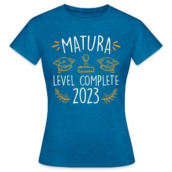 Matura 2023 - Frauen T-Shirt - Antikblaues Saphir meliert - Vorne - AI Model Female 172 dark (172cm)