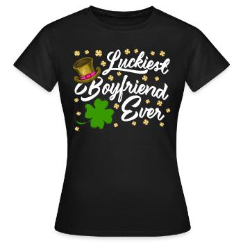 Petit ami le plus chanceux de tous les temps Saint-Valentin - T-shirt Femme - noir - Devant - AI Model Female 172 dark (172cm)