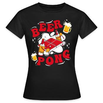 Beer Pong Table Party Game Drinking Game Beer Pong - Women's T-Shirt - black - Front - AI Model Female 172 dark (172cm)