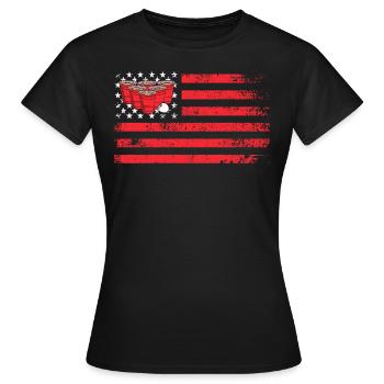 Stars and Stripes USA Beer Pong Bier Pong - T-shirt Femme - noir - Devant - AI Model Female 172 dark (172cm)