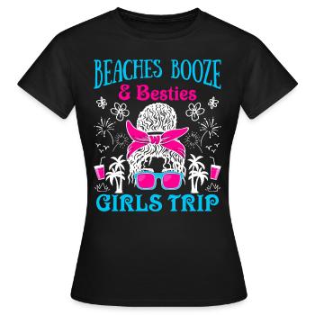 Plages Alcool Besties Mädesltrip Spring Break - T-shirt Femme - noir - Devant - AI Model Female 172 dark (172cm)