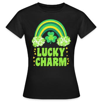 Porte-bonheur Porte-bonheur Porte-bonheur Arc-en-ciel - T-shirt Femme - noir - Devant - AI Model Female 172 dark (172cm)