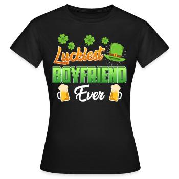 Le petit ami le plus chanceux de tous les temps La Saint-Patrick - T-shirt Femme - noir - Devant - AI Model Female 172 dark (172cm)