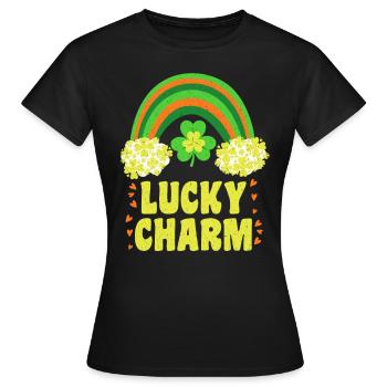 Porte-bonheur Porte-bonheur Porte-bonheur Arc-en-ciel - T-shirt Femme - noir - Devant - AI Model Female 172 dark (172cm)