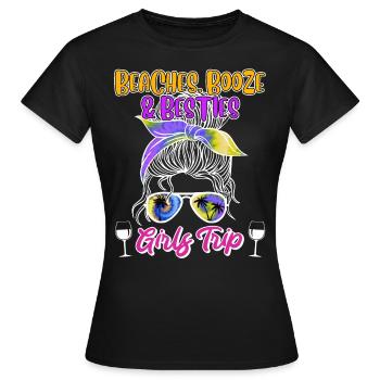 Plages Alcool Bêtes Filles Voyage Spring Break - T-shirt Femme - noir - Devant - AI Model Female 172 dark (172cm)