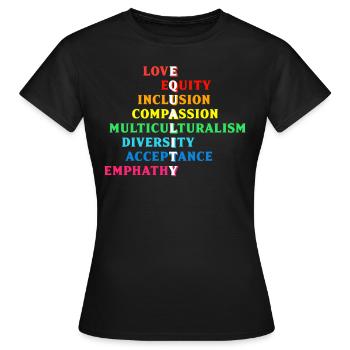 Inclusion Acceptation handicap Solidarité - T-shirt Femme - noir - Devant - AI Model Female 172 dark (172cm)