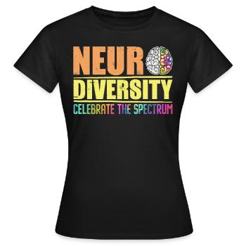 Neurodiversité Spectre de l’autisme - T-shirt Femme - noir - Devant - AI Model Female 172 dark (172cm)