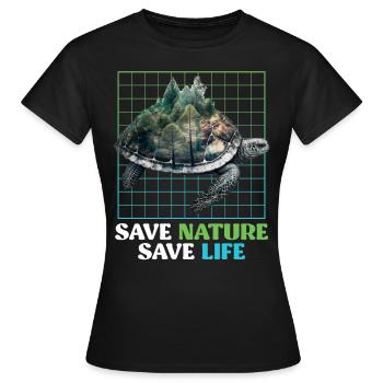Save Nature Turtles Species Protection Environment - Women's T-Shirt - black - Front - AI Model Female 172 dark (172cm)