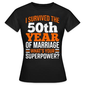 50 ans de mariage survivent aux noces d’or - T-shirt Femme - noir - Devant - AI Model Female 172 dark (172cm)