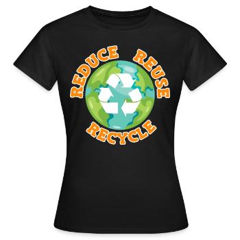 Reduce Recycle Umweltliebe Umweltschutz - Frauen T-Shirt - Schwarz - Vorne - AI Model Female 172 dark (172cm)