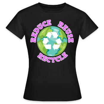Reduce Recycle Umweltliebe Umweltschutz - Frauen T-Shirt - Schwarz - Vorne - AI Model Female 172 dark (172cm)