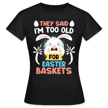 Lapin de Pâques Panier de Pâques Lapin Oeufs de Pâques - T-shirt Femme - noir - Devant - AI Model Female 172 dark (172cm)