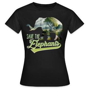 Save the Elephants Artenschutz bedrohte Arten - Frauen T-Shirt - Schwarz - Vorne - AI Model Female 172 dark (172cm)