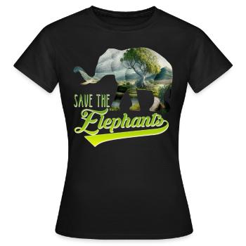 Save the Elephants Artenschutz bedrohte Arten - Frauen T-Shirt - Schwarz - Vorne - AI Model Female 172 dark (172cm)
