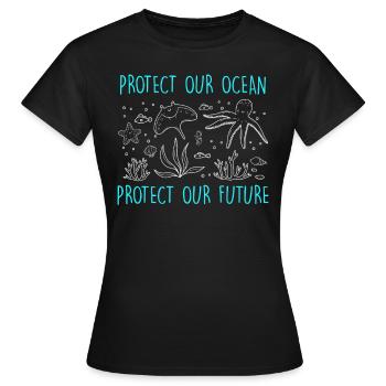 Environmental protection Protect the oceans Species protection - Women's T-Shirt - black - Front - AI Model Female 172 dark (172cm)