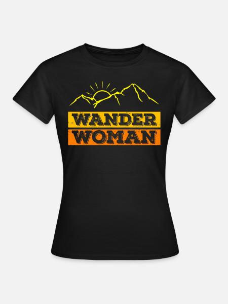 Wanderwoman Bergsteigen Wandern Hiking Frauen - Frauen T-Shirt - Schwarz