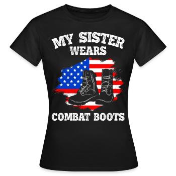Soldaten Schwester Stars and Stripes Boots Militär - Frauen T-Shirt - Schwarz - Vorne - AI Model Female 172 dark (172cm)