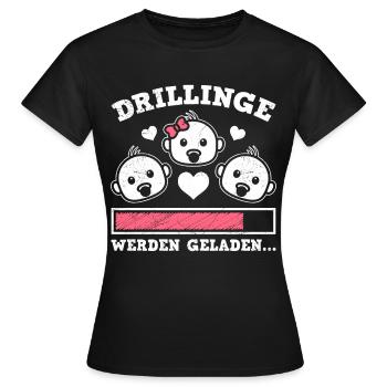 Drillinge werden geladen 2024 Triplets - Frauen T-Shirt - Schwarz - Vorne - AI Model Female 172 dark (172cm)