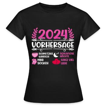 Babyparty Vorhersage 2024 werdende Mama 2024 - Frauen T-Shirt - Schwarz - Vorne - AI Model Female 172 dark (172cm)