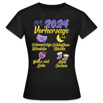 Baby Vorhersage 2024 werdende Mutter 2024 - Frauen T-Shirt - Schwarz - Vorne - AI Model Female 172 dark (172cm)