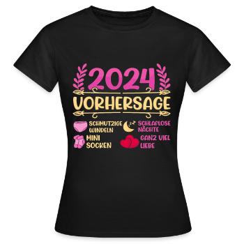 Babyparty Vorhersage 2024 werdende Mama 2024 - Frauen T-Shirt - Schwarz - Vorne - AI Model Female 172 dark (172cm)