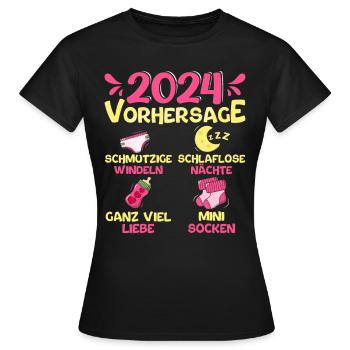 Baby Vorhersage 2024 werdende Mutter 2024 - Frauen T-Shirt - Schwarz - Vorne - AI Model Female 172 dark (172cm)