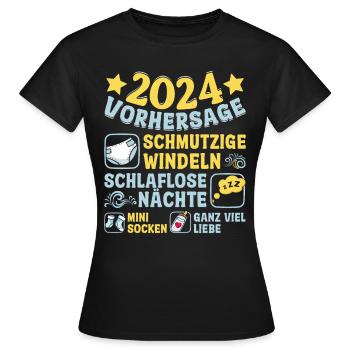 Vorhersage 2024 bald Vater Babyparty 2024 - Frauen T-Shirt - Schwarz - Vorne - AI Model Female 172 dark (172cm)