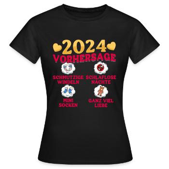 Babyparty Vorhersage 2024 werdende Mama 2024 - Frauen T-Shirt - Schwarz - Vorne - AI Model Female 172 dark (172cm)