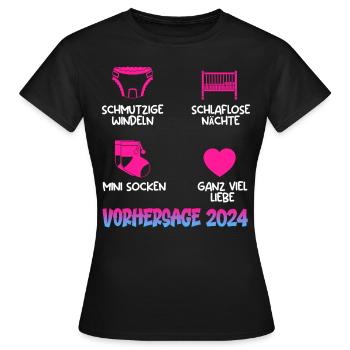 Baby Vorhersage 2024 werdende Mama 2024 - Frauen T-Shirt - Schwarz - Vorne - AI Model Female 172 dark (172cm)