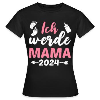 Ich werde Mama 2024 Baby Ankündigung Vorhersage - Frauen T-Shirt - Schwarz - Vorne - AI Model Female 172 dark (172cm)