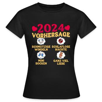 Babyparty Vorhersage 2024 werdende Mama 2024 - Frauen T-Shirt - Schwarz - Vorne - AI Model Female 172 dark (172cm)