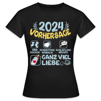 Babyparty Vorhersage 2024 werdende Mama 2024 - Frauen T-Shirt - Schwarz - Vorne - AI Model Female 172 dark (172cm)