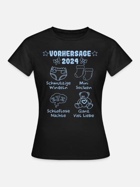 Vohersage 2024 werdende Mama 2024 bald Papa - Frauen T-Shirt - Schwarz