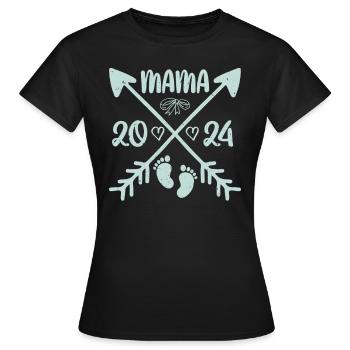 Mama 2024 werdende Mütter Baby Vorhersage - Frauen T-Shirt - Schwarz - Vorne - AI Model Female 172 dark (172cm)