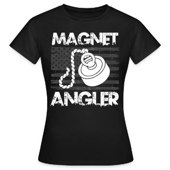 Magnetfischer Magnetangeln Schatzjäger - Frauen T-Shirt - Schwarz - Vorne - AI Model Female 172 dark (172cm)