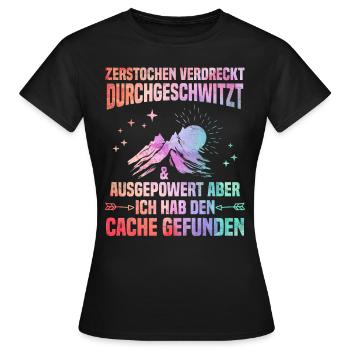 Geocacher Ich hab den Cache gefunden Geocache - Frauen T-Shirt - Schwarz - Vorne - AI Model Female 172 dark (172cm)