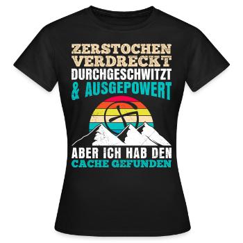 Geocacher GPS Ich hab den Cache gefunden - Frauen T-Shirt - Schwarz - Vorne - AI Model Female 172 dark (172cm)