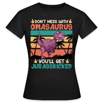 Omasaurus Muttertag Grandma Mama Tag Oma - Frauen T-Shirt - Schwarz - Vorne - AI Model Female 172 dark (172cm)