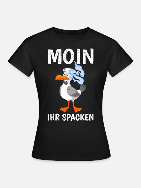 Moin ihr Spacken Möwen Vogelliebhaber Möwe - Frauen T-Shirt - Schwarz