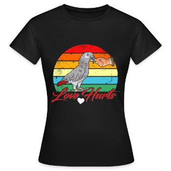 Love Hurts Grey Parrot African Grey - Women's T-Shirt - black - Front - AI Model Female 172 dark (172cm)