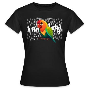 Oiseaux d’amour Tourtereaux Perroquet Fan Inséparable - T-shirt Femme - noir - Devant - AI Model Female 172 dark (172cm)