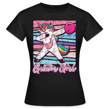 Bowling Women Gutter Girl Unicorn Fan Bowler - Women's T-Shirt - black - Front - AI Model Female 172 dark (172cm)