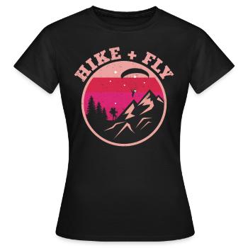 Randonnée et vol en parapente Alpinisme - T-shirt Femme - noir - Devant - AI Model Female 172 dark (172cm)