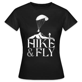 Randonnée et vol en parapente Alpinisme - T-shirt Femme - noir - Devant - AI Model Female 172 dark (172cm)