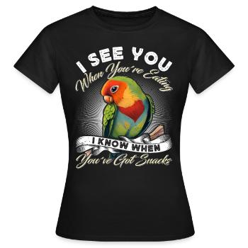 Liebesvogel Je peux voir quand vous mangez des tourtereaux - T-shirt Femme - noir - Devant - AI Model Female 172 dark (172cm)