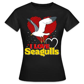 Mouettes J’adore Mouettes Mouettes Amateurs d’oiseaux - T-shirt Femme - noir - Devant - AI Model Female 172 dark (172cm)