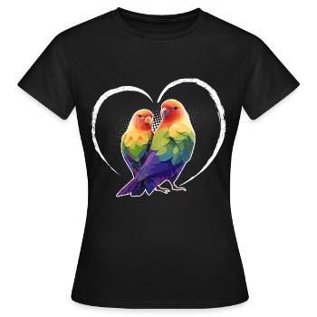 Oiseaux d’amour Tourtereaux Perroquet Fan Inséparable - T-shirt Femme - noir - Devant - AI Model Female 172 dark (172cm)