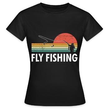Fly Fishing Fish Hunting Fly Angler Fishing - Women's T-Shirt - black - Front - AI Model Female 172 dark (172cm)