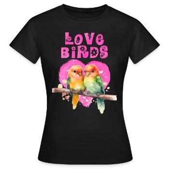Les tourtereaux LOVE Bird Love Birds Lovebird - T-shirt Femme - noir - Devant - AI Model Female 172 dark (172cm)